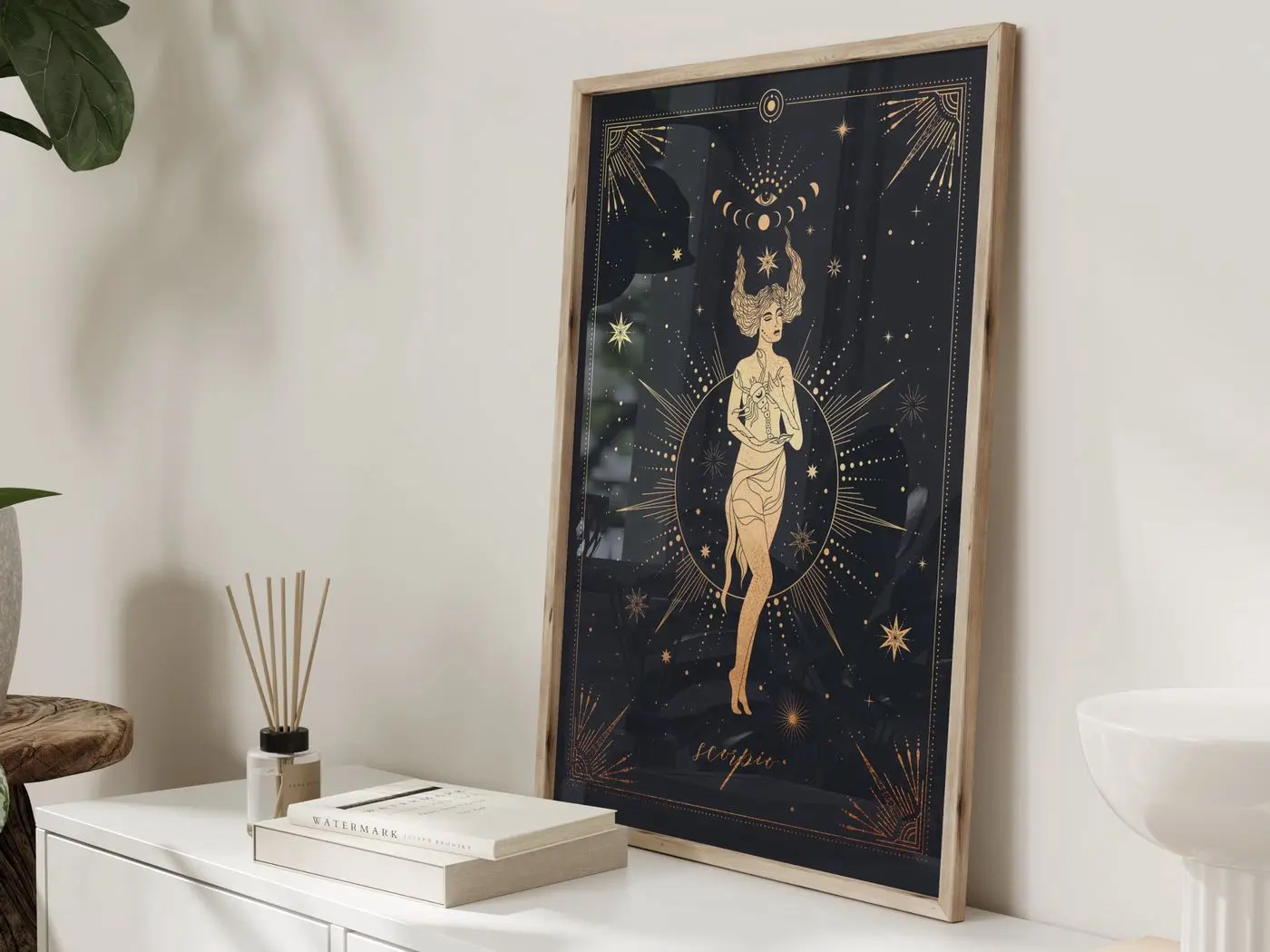 Scorpio Zodiac Print Black & Gold, Scorpio Gift, Star Sign, Astrology Wall Art, Birthday Gift, Best Friend Gift, Scorpio Poster, Wall Decor