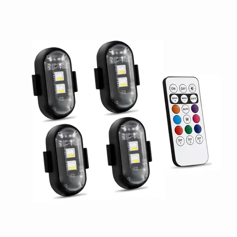RGB Led Aircraft Strobe Light Remote Wireless Motorcycle Flash Light Warning Lights for   Bike Car Multifunctional