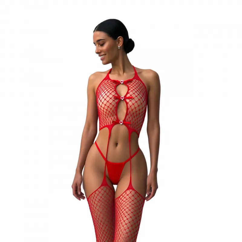 Women's 5-Piece Fishnet Bodysuits - Long Sleeve Mesh Bodystocking Lingerie, 1-Piece Jumpsuit for Women's Underwear Collection, 5 Pieces, Lingerie Women