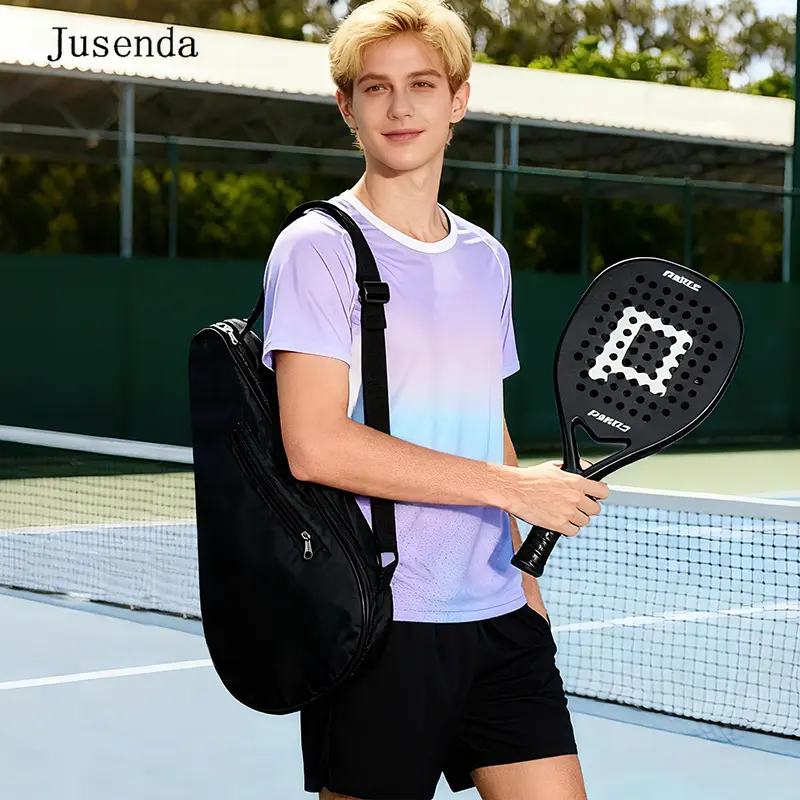 Jusenda Active Oxford Cloth Padel Racket Cover, Portable Sport Gym Accessory Bag with Adjustable Strap, External Zip Pocket for Phone & Small Items