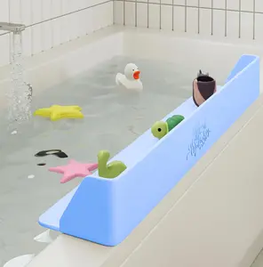 PlayPad, Bathtub Splash Guard Play Shelf -  Tray  Holder Storage - Suction Cups Attach to Bath Tub - No Mess Water Spill in Bathroom for    (Blue)