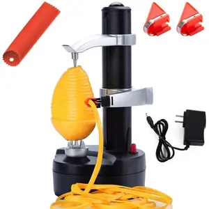 Electric  Peeler Automatic  Peeler,  Vegetable Fruit Peeler Machine, Stainless Steel Kitchen Peeling Tool [1 Adapter 2 Extra ] with Garlic Peeler
