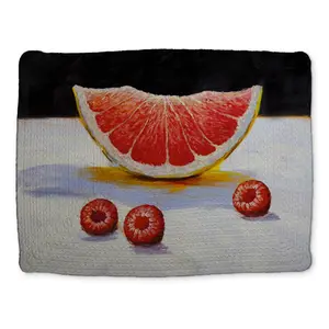 360 Stand Grapefruit Slice Braided Polyester Placemat, 14x18 in, Durable Tableware for Modern Decor & Table Setting, Coasters for Home Use, Stylish