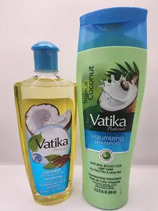 Dabur Vatika Coconut Hair Oil 300ML & Naturals Tropical Coconut Volumizing Shampoo 400ML - 100% Natural Oils for Hydration & Nourishment - Pack Haircare Products - Conditioner
