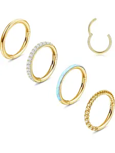14G Belly Button Ring 316L Surgical Steel Belly Rings Hoop for Women Clear CZ Opal Clicker Hoop Belly Button Rings Gold Silver Small Navel Belly Body Piercing Jewelry 8mm 10mm 12mm
