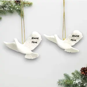 Personalized Friendship Dove Christmas Ornament – Custom Name & Year – Peace Doves Set of 2 – Memorial or Friendship Keepsake – Noel Box