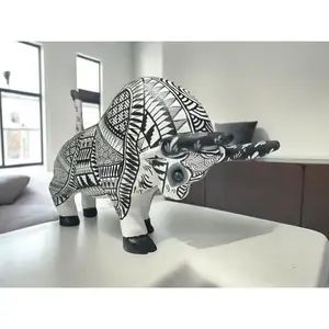 Large Bull Figurine Mexican Folk Art Alebrije Statue Wooden Authentic Oaxaca Artidsns Bull As Mexican Decoration Art Wood Carved By Hand