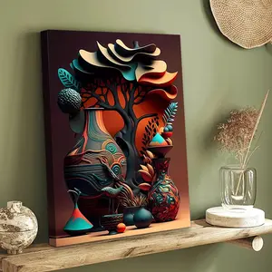 Abstract vase Canvas Wall Poster, Art Painting,  Oil Painting Poster, Ideal Gift for Wall Decoration, Mounted Ornaments Artistic Photo Room Print for Living Room Abstract Canvas Wall Art -Home Office Decor Poster Decoration Ornaments Artistic Photo