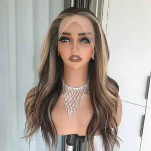 AISOM Greta Sunlit Mocha Free Part Lace Front Wig with Scandinavian Hairline Low Density 120% High Quality Synthetic Glueless Wig 22 Inches Pre Plucked Wigs Lace Frontal Wigs