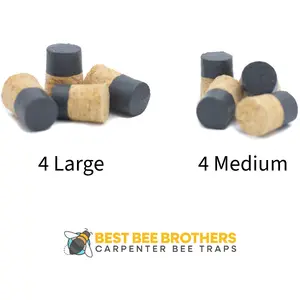 BEST BEE BROTHERS Hand Dipped Wooden Corks 8 Pack - 4 Large & 4 Medium Corks for Bee Traps