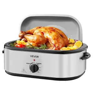 VEVOR Roaster Oven, 22QT Electric Roasting Pan, 150-450 Adjustable Temperature Multifunctional Electric Roaster Oven with Self-Basting Lid, Defrost Warm Function for Holiday Meal, Fits 26lb Turkey