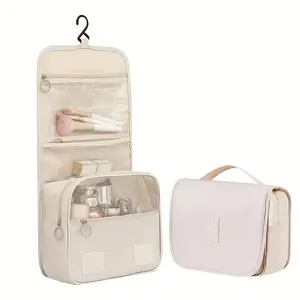 Multifunctional Simple Cosmetics Makeup Bag- Waterproof Hook Storage Bag- Oxford Cloth Folding Hanging Travel Pouch Toiletry Bag Organizer