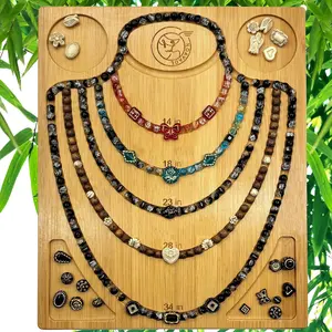 Bamboo Bead Board for Jewelry Making, Combi Beading Tray Design Mat for Necklaces, DIY Small Jewelry Design Board