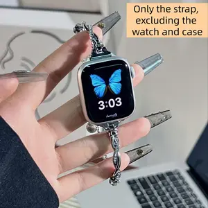 1PC Fashionable Metal Cross Bracelet Apple Watch Bands, Smart Watch Straps, Compatible with Apple Watch 38/40/41/42/44/45/46/49mm, Suitable for Apple Watch Series Ultra/SE/11/10/9/8/7/6/5/4/3/2/1, (Strap only, watch and case not included)