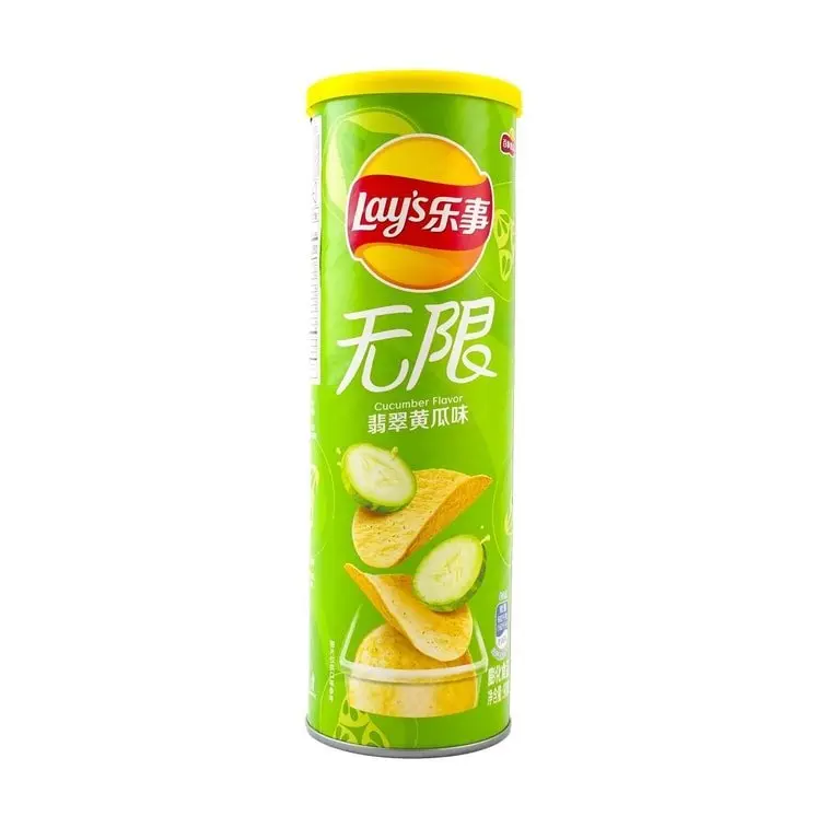 Lay's Potato Chips, Cucumber Flavor - 90g Fresh, Crispy Style Crisps & Puffed Snacks, Crunchy Salted Chips, Room Temp Packaged Snack