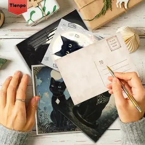 Gothic Cat Pattern Postcard, 32pcs/set Creative Postcard, Wall Sticker, Message Card, Postcard, Wall Decor, Home Decor, Gift Ideas
