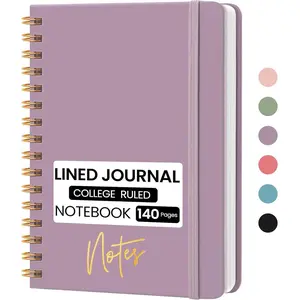 Lined Spiral Journal Notebook, A5 College Ruled Notebook for Journaling, Note-Taking, and Daily Planning, Durable Hardcover with an Elegant Design, Purple