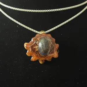 Black Opal Mini Third Eye Pinecone Pendant with Epoxy Finish & Unique Glow Effect for Festivals and Daily Wear Chain Not Included