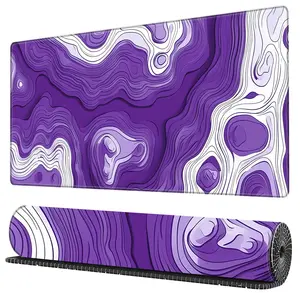 Topographic Map Pattern Mouse Pad, 1 Count Rectangle Gaming Mouse Pad, Office Desk Keyboard Mat with Non-Slip Rubber Base, Stitched Edges for Home Office