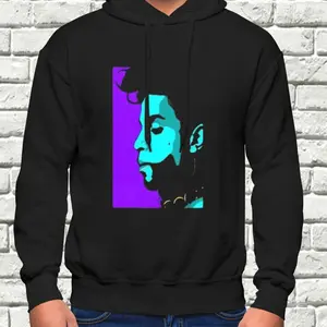 Vintage Prince Tribute Print Men's Warm Hoodies with Kangaroo Pocket and Long Sleeve Hooded Sweatshirt Loose Casual For Autumn Winter