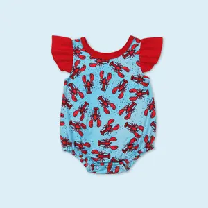 Toddle girls crawfish romper kids summer romper