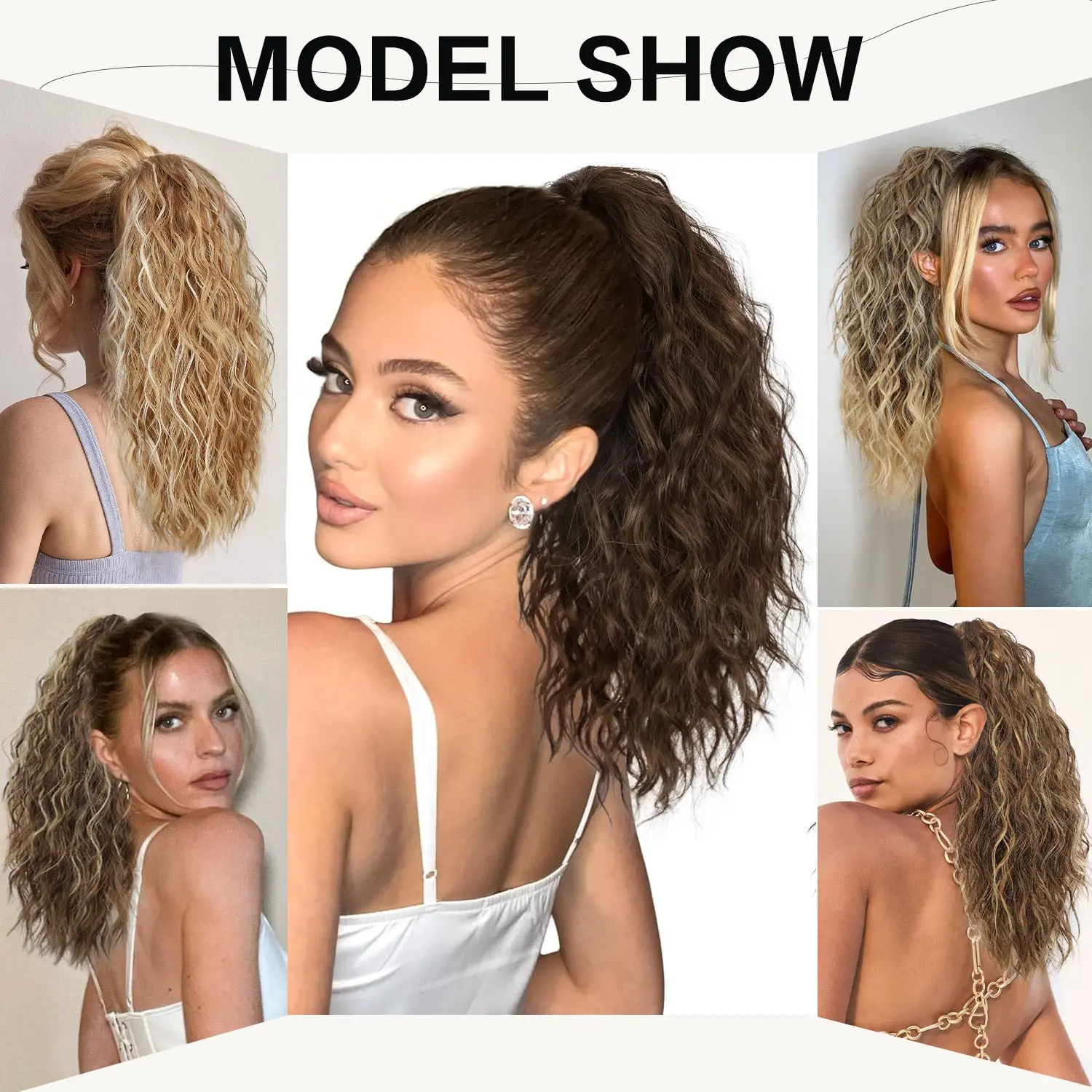 Claw Clip Ponytail Extension 18Inch Ponytail Extension Brown Black Wavy Curly Cl Ponytail Extension Claw 18 main image 2