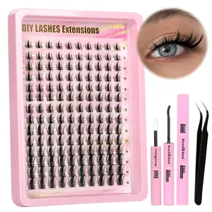 Lash Clusters Manga Lash Clusters Kit Clear Fairy Eyelash Clusters Wet-Look Spiky Anime Lashes Pack C Curl Individual Lashes Lash Glue Lash Tweezers