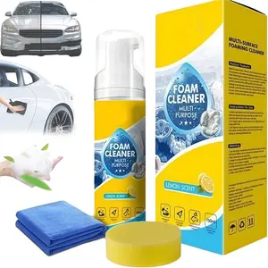 Free Sponge + Towel Included - 4-in-1 Multi-Enzyme Foam Spray Cleaner - Heavy Duty Deep Cleaning House & Car Detailing Products, Stain Removal for Car Interior & Sofa