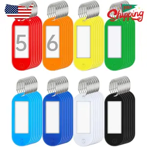 56 Pack Plastic Key Tags with Key Chain Ring, Writeable Key Label Tags - 8 Colors