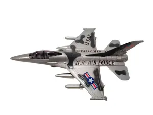 TAI TUNG 7.5 Inches FLY TIGER 4th GEN Jet Fighter Die-Cast Metal & Plastic Collectible Model with Openable Canopy and Pull-Back Action U.S. Air Force Silver Color