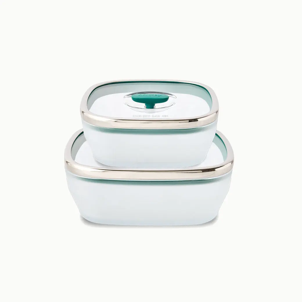 Anyday 4-Piece Square Glass Container Set with Vented Glass Lids | Plastic-Free Meal Prep Set | Stackable Airtight Storage Container Set with Vented Lid for Microwave-Safe Reheating Kitchen Containers