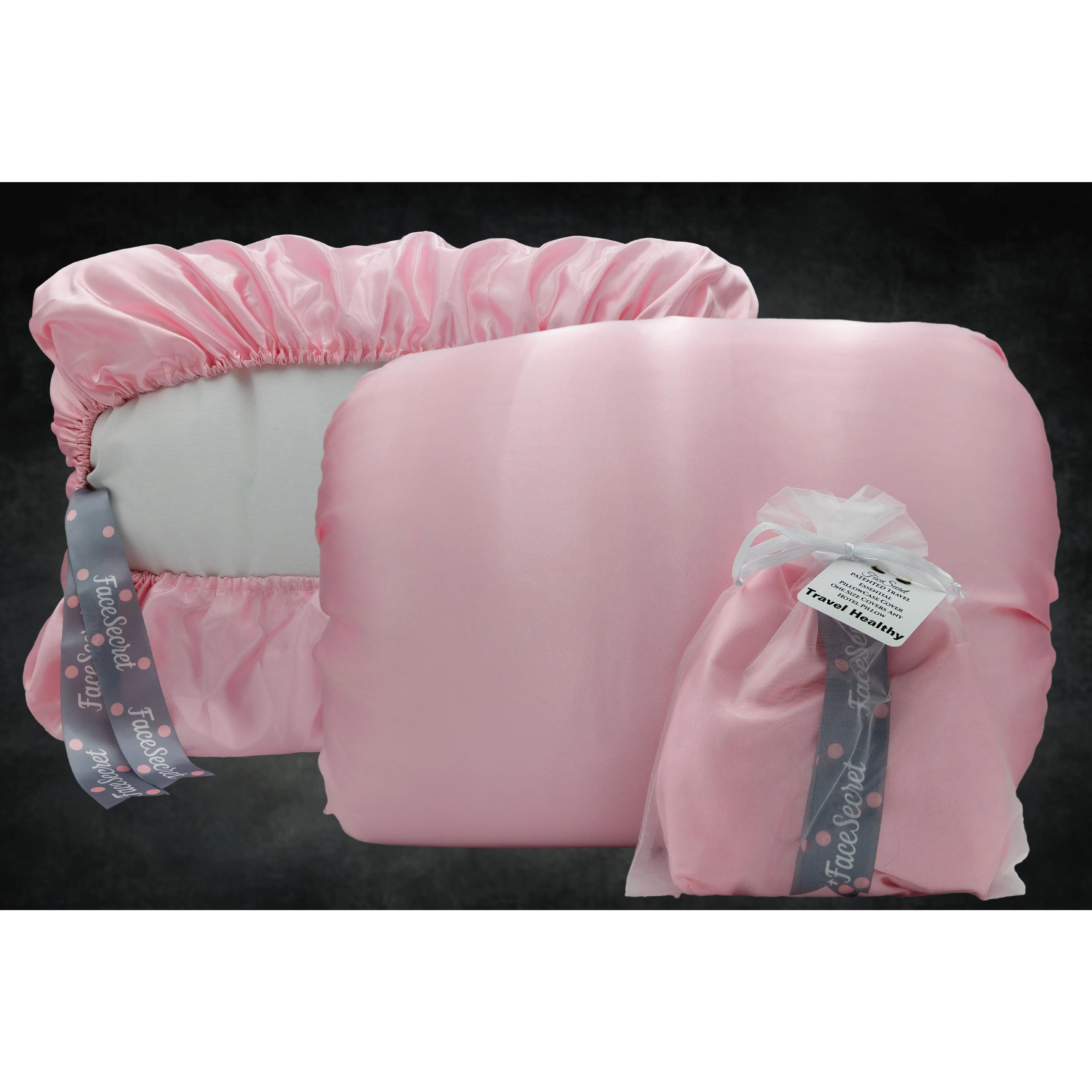 Satin Pink Travel SlipOver PillowCase