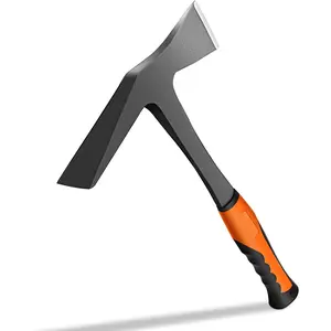 28oz Masonry Hammer, Geologist Rock Pick with Pointed Tip, Heavy Duty Bricklayer & Mason Tool with Forged Steel Construction & Shock Reduction Handle (flat & axe)