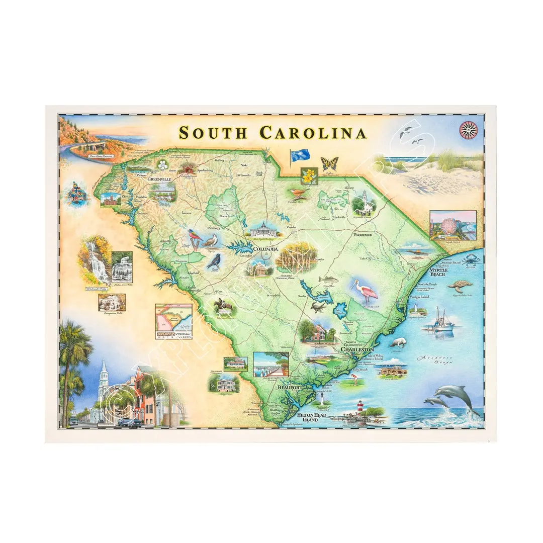 Xplorer Maps MAPSC South Carolina State Hand-Drawn Map