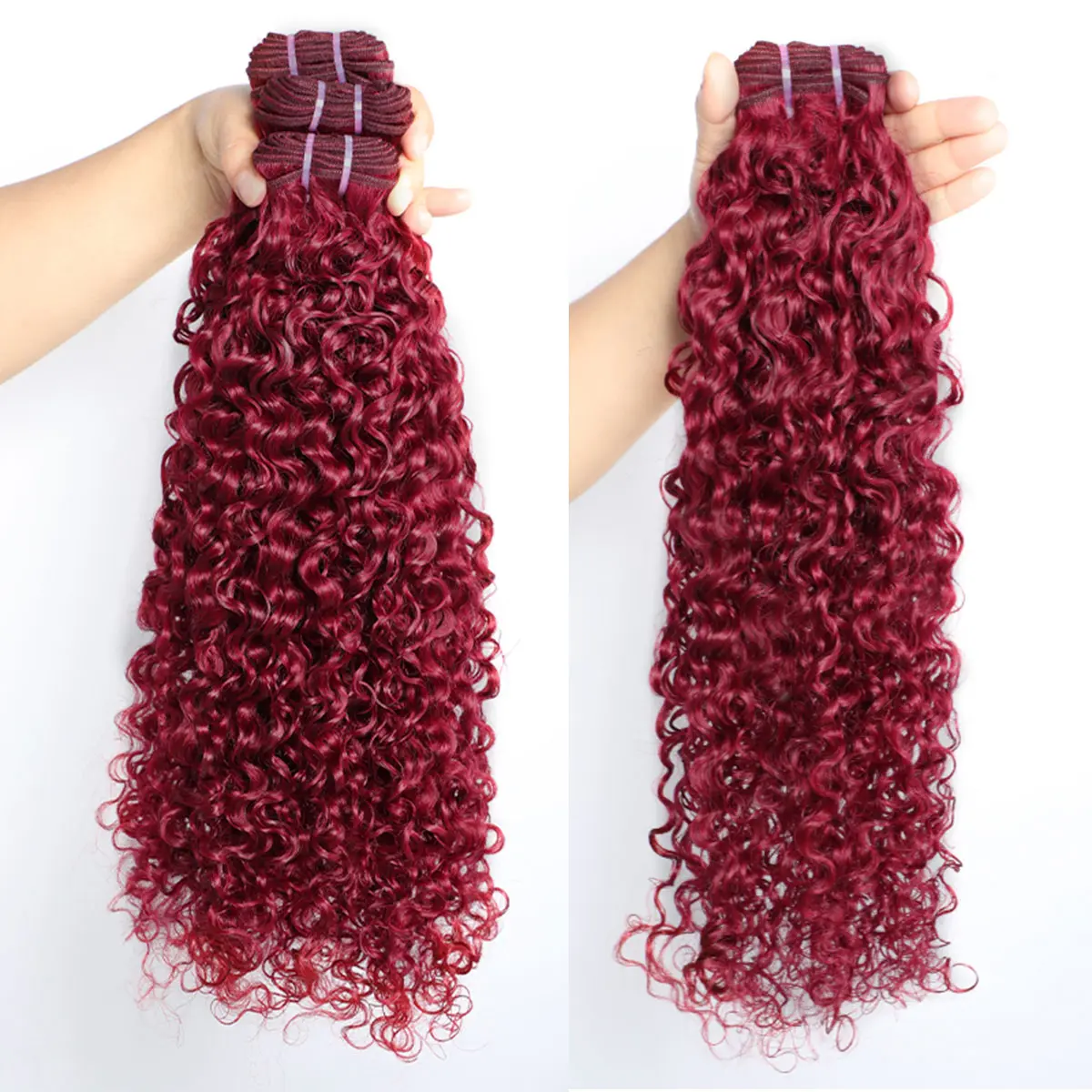 BELE Hair Burgundy 99J Burmese Pixie Curly Bundles With Spiral Curly End Human Hair 100% Unprocessed Virgin Hair Bundles Deals Human Hair Extensions 12A Raw Burmese Curly Human Hair Bundles for Black Women