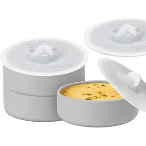 Silicone Egg Poacher Cups with Lids Set of 3, Egg Poaching Cups for Microwave Egg Cooking, Toaster Oven Air Fryer Egg Mold Nonstick Poached Egg Maker Grey