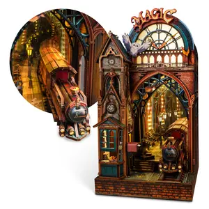 Deals For You Day-FUNPOLA Magic Station DIY Book Nook Kit-Interactive LED 3D Puzzle Magical Miniature-Infinite Extension Space-Series Theme