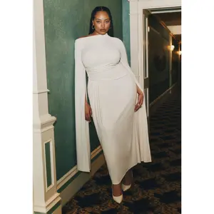 ELOQUII Women's Plus Size Cape Sleeve Draped Dress