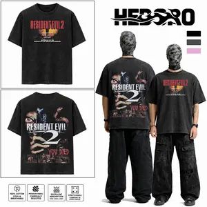 Resident Evil 2 acid washoversized trendy tshirt Features iconic "You Died" double-sided print, soft vintage cotton t-shirt, perfect unisex horror gamer gift