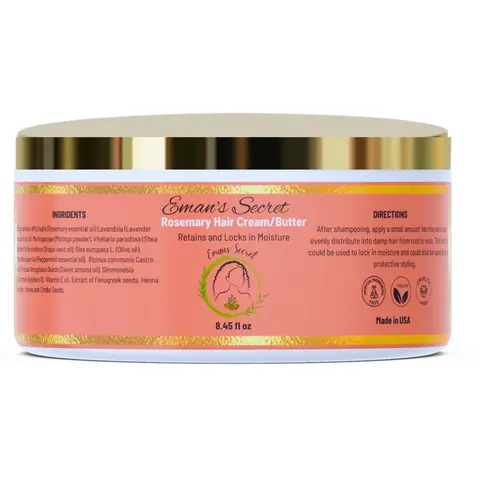 EMAN'S SECRET Hydrating Hair Butter - Moisture-Boosting Hair Cream to Hydrate Adult Curly & Wavy Locks, Lightweight Gentle Formula with Coconut, Shea, Lavender Scent for Protective Styles
