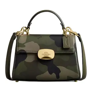 COACH Eliza 18 Crossbody Bag for Women – Smooth Leather, Snap Closure, Detachable Strap, Small Size, Dark Cedar