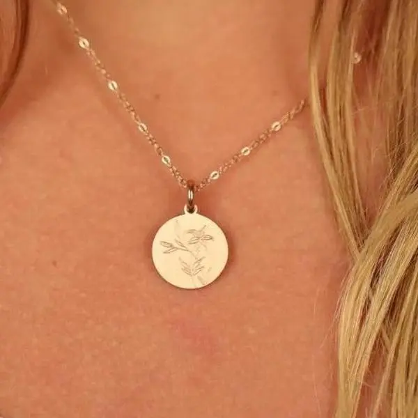 The Inspiration Co. Flower Charm Necklace - Custom Jewelry, Personalized Gifts, Cute Unisex Design with Patent Clasp, Select Your Birth Flower, Choose Gold, Silver or Rose Gold Metal Options
