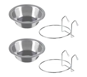 Petmaker Set of 2 Stainless-Steel Dog Hanging Bowls 20oz Each