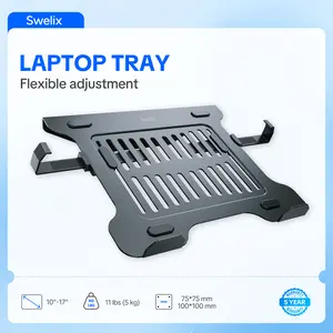 Turn Any Monitor Arm into a Laptop Stand! Universal VESA Laptop Tray — Adjustable 10-17" Laptops, 11lbs Capacity, 100x100mm Mount, Flexible Width to 18.9",Lightweight & Sturdy