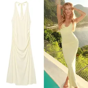 Women's Summer Dress Long One-Piece Dress Gown Women's Corset Backless Sleeveless Halter Slip Dress Party Beach Evening Dresses