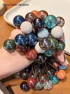 Colorful Bubblegum Crunchy High Elastic Cafe Hair Band, Double-Sided Ponytail Holder, Damage-Free Strong Grip for Daily Use, Hair Ties