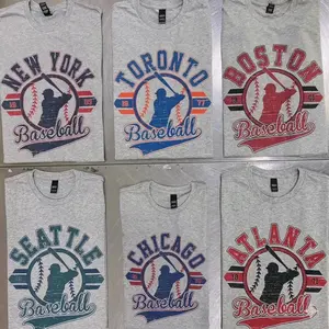 Vintage Baseball Tees Retro Established City Baseball  Ash Grey T-shirt Sports Unisex Crewneck T-Shirt Sublimation Print Casual Graphic Top - PTS