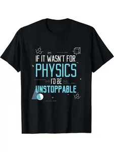 7.5oz Men's Humorous Physics Equation T-Shirt, Science Joke Tee, Durable 220gsm Shirt, Blue Physics Icons, Perfect Gift for Physicists