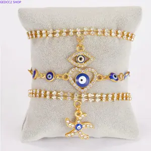 Evil Eye Rhinestone Bracelet – Fashion Simple Adjustable Bracelet for Women & Men, Trendy All Match Jewelry Accessory for Daily Wear, Layering Style & Birthday Gift