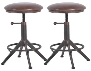 American Antique Steampunk Bar Stool, 17.72"-21.65" Vintage Industrial Adjustable Swivel Counter Stool for Home, Dining, Breakfast, Pub, Office, (Heavy Duty,Copper &Cherry,Backless)